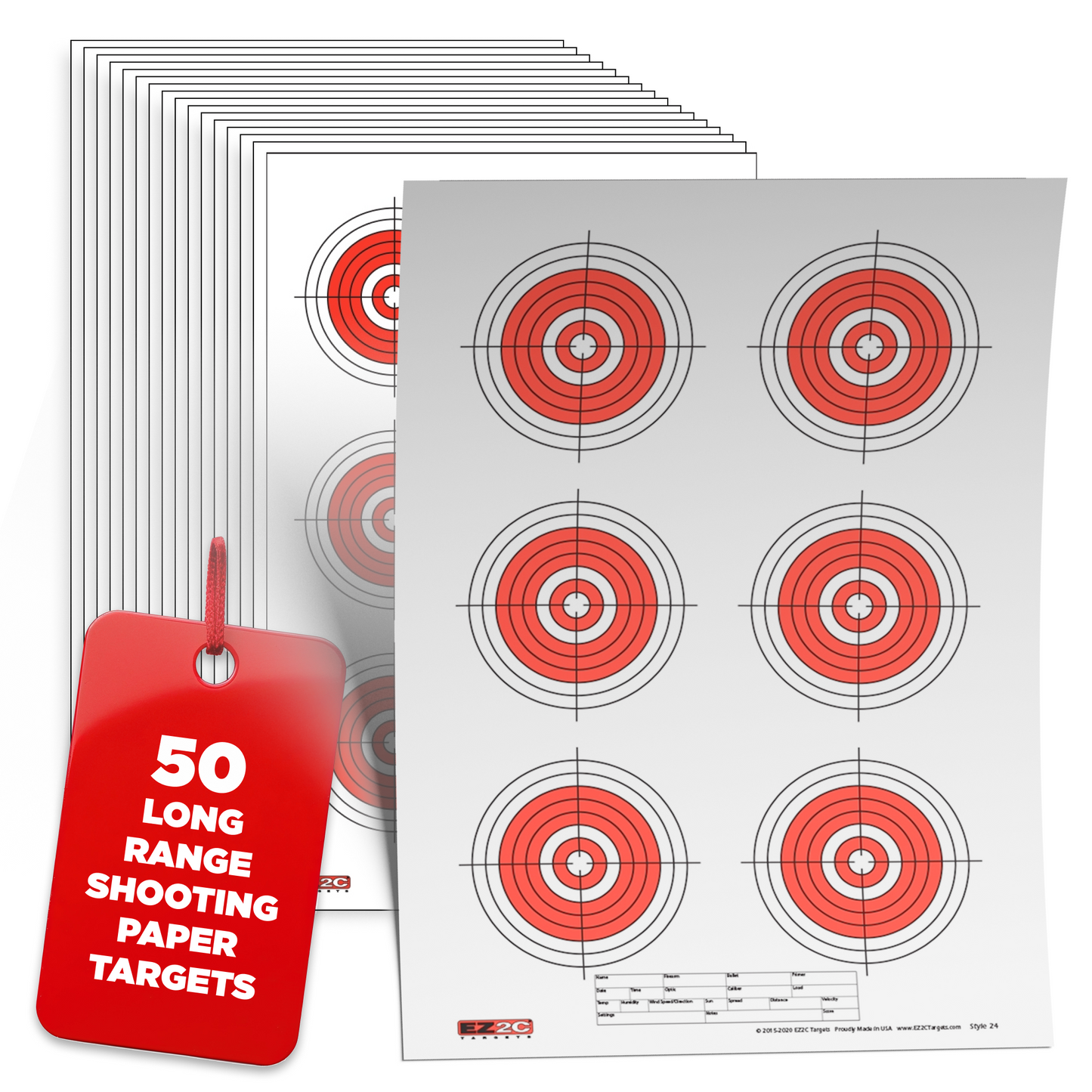 EZ2C Targets #24: Six Bullseye 11"x17" Shooting Paper Target USA MADE