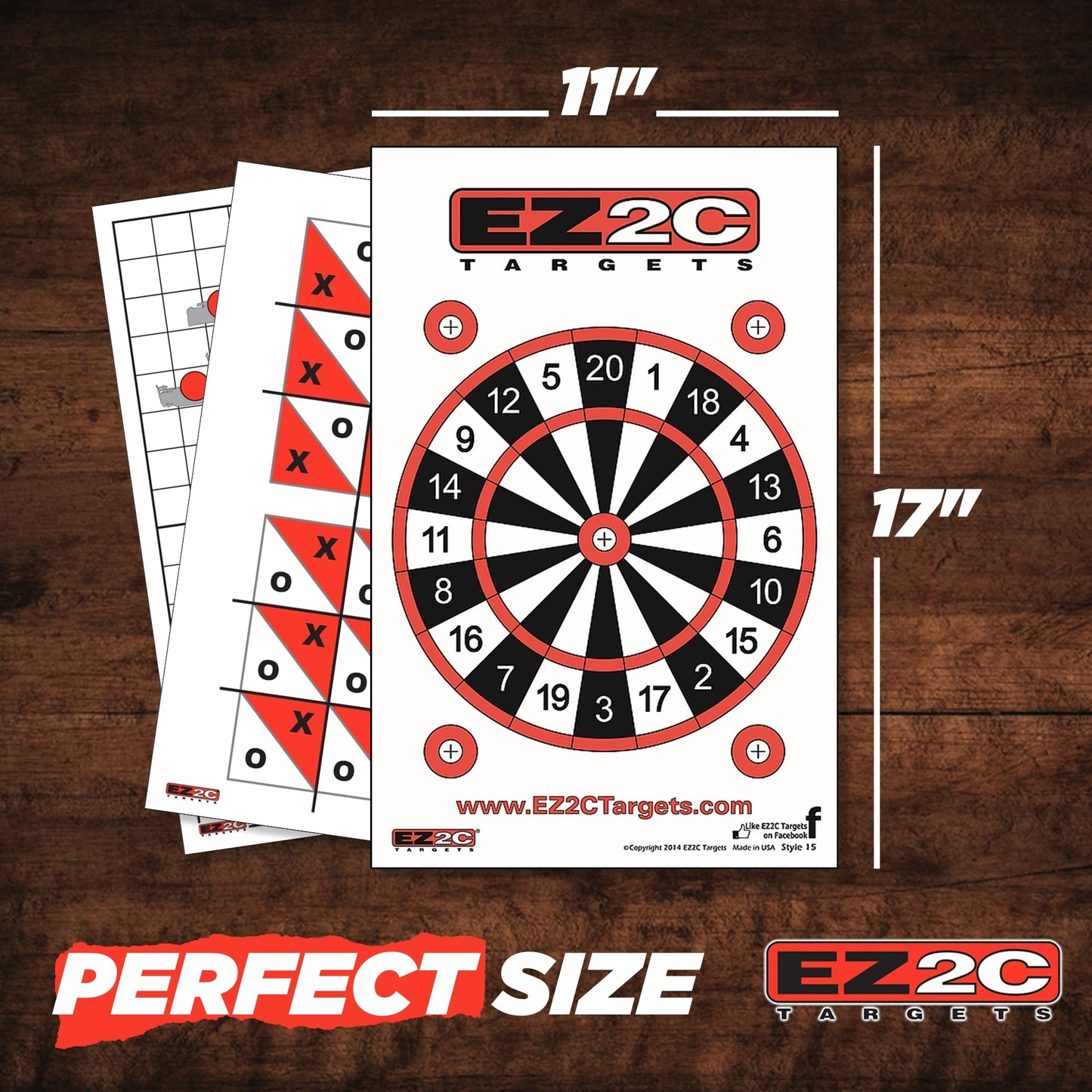 120 EZ2C Targets: 5 Game Style Paper Targets Bundle Pack Fun Games 11"x17" USA Made