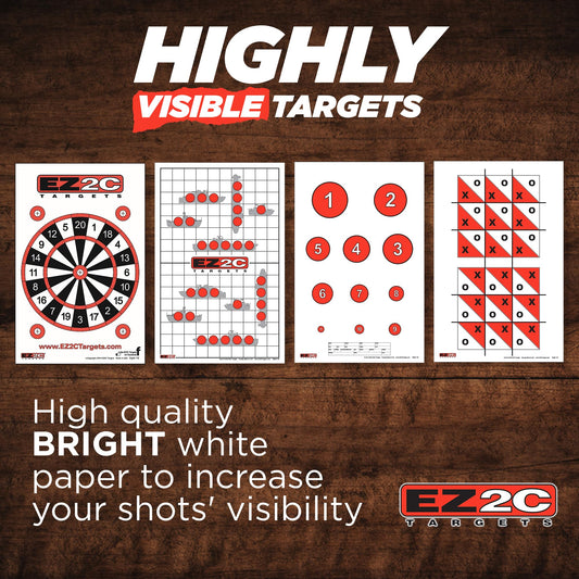 EZ2C Four Fun Game Styles: Paper Targets Shooting Range 11"x17" USA MADE