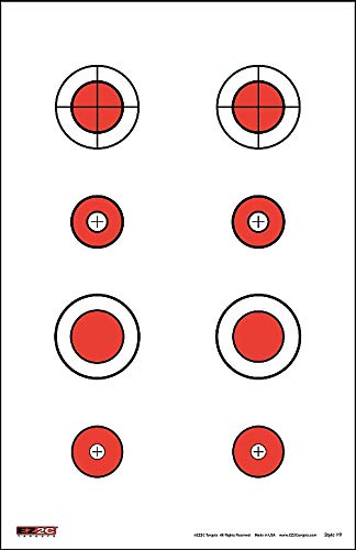 25 EZ2C Targets #19: Eight 1.5" Bullseyes Paper Target (Pad of 25) USA Made 11”x17”