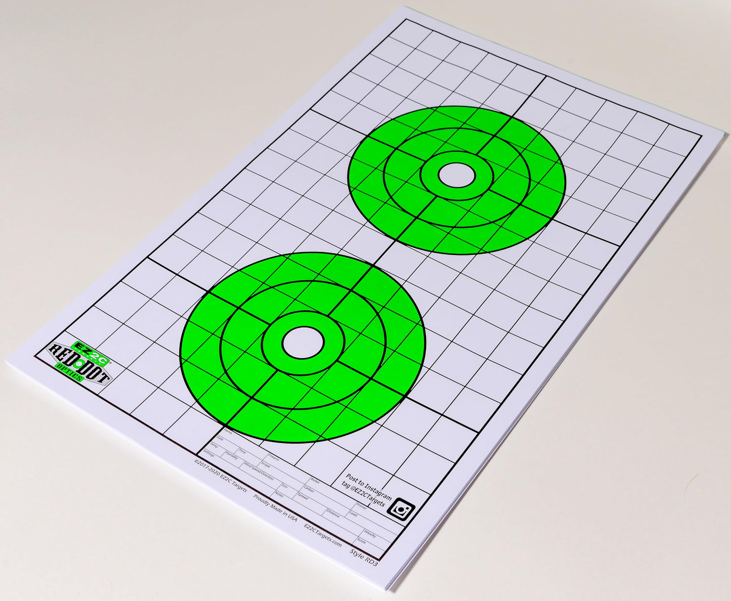 EZ2C Targets RD3: Two 6" Bullseyes Paper Targets 11"x17" USA Made
