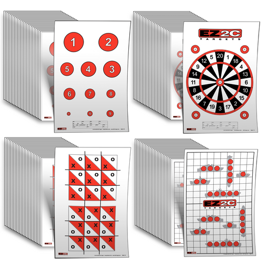 40 EZ2C Targets: Four Fun Game Styles Paper Targets 11"x17" USA MADE
