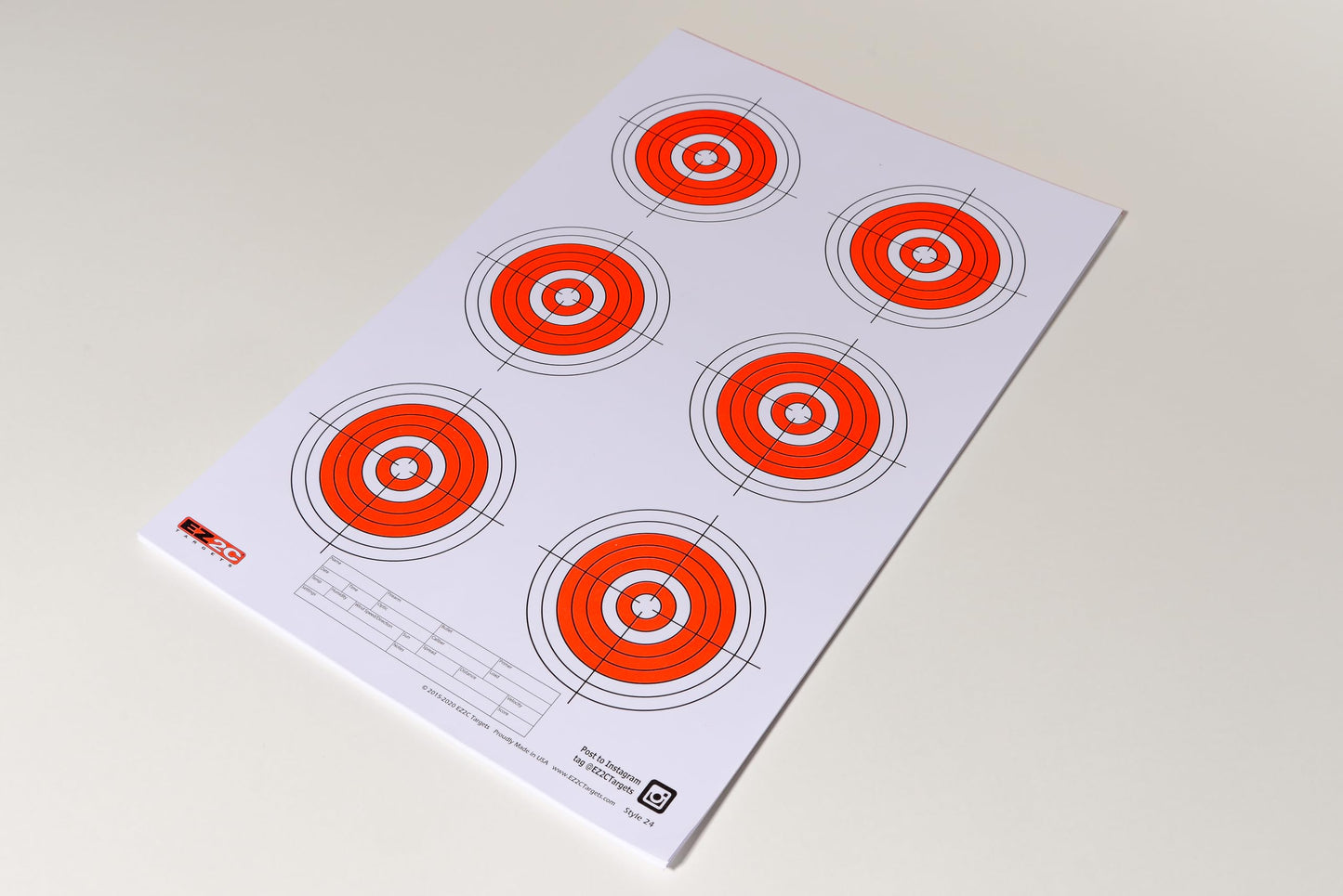 EZ2C Targets #24: Six Bullseye 11"x17" Shooting Paper Target USA MADE