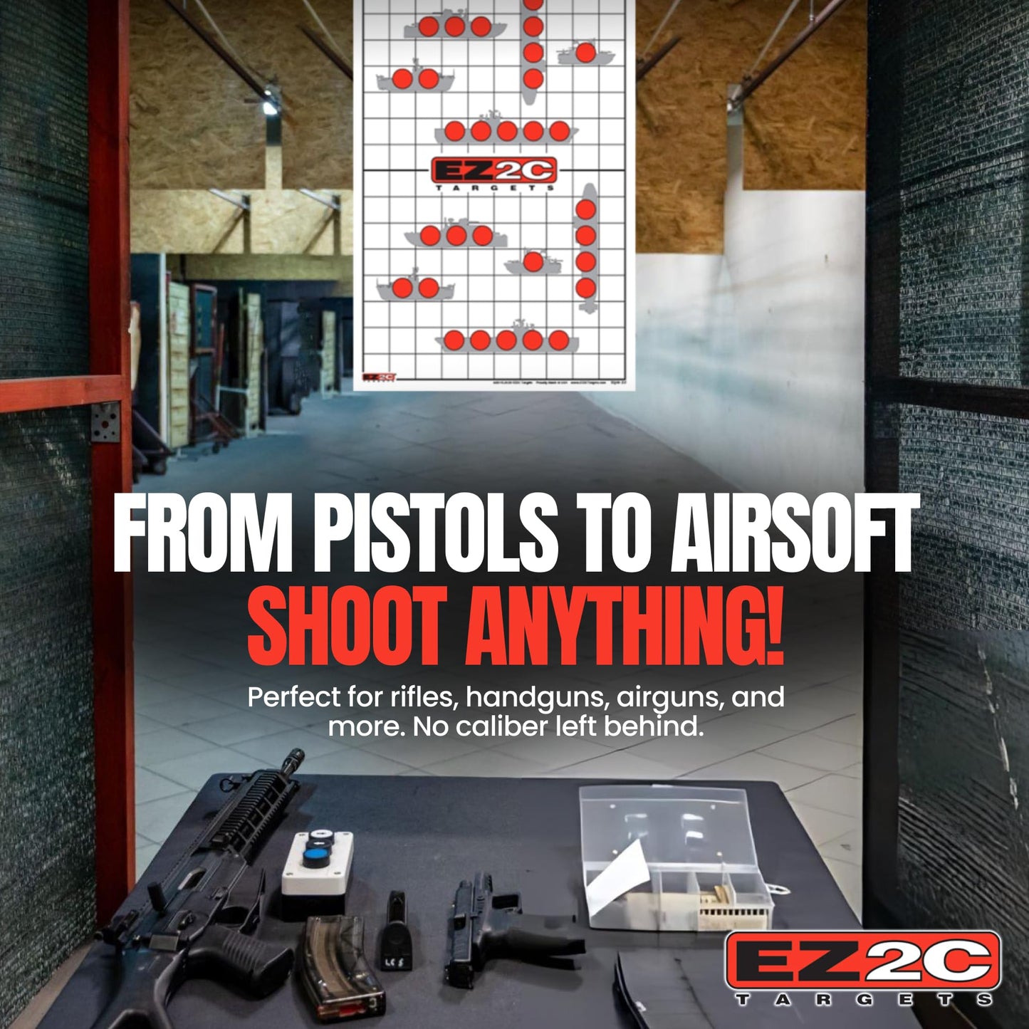 40 EZ2C Targets: Four Fun Game Styles Paper Targets 11"x17" USA MADE