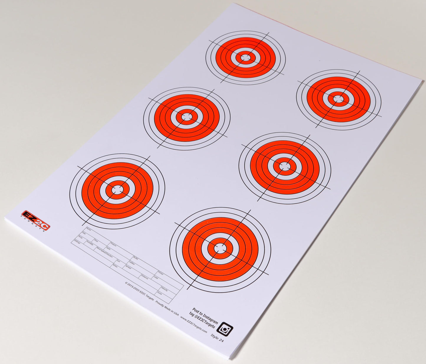 EZ2C Targets #24: Six Bullseye 11"x17" Shooting Paper Target USA MADE