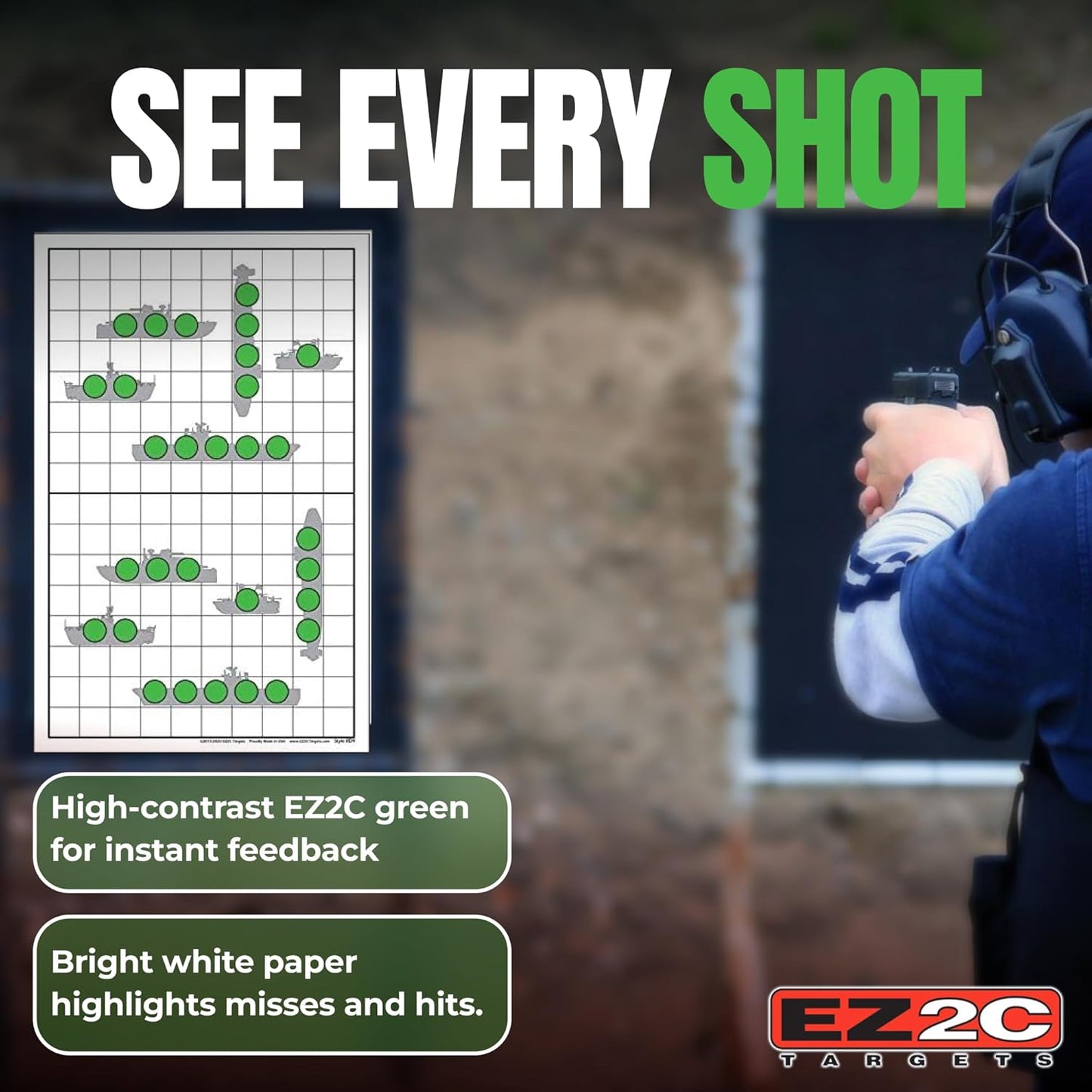 EZ2C Targets 22/RD9: Sink the Boats 11"x17" USA MADE Fun Paper Target