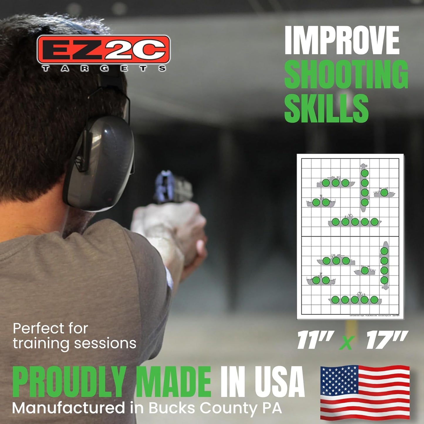 EZ2C Targets 22/RD9: Sink the Boats 11"x17" USA MADE Fun Paper Target