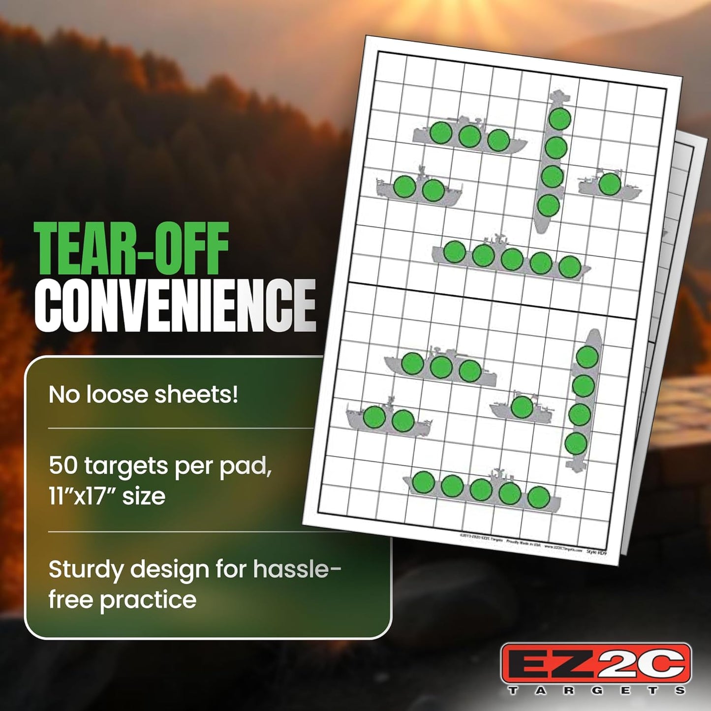 EZ2C Targets 22/RD9: Sink the Boats 11"x17" USA MADE Fun Paper Target