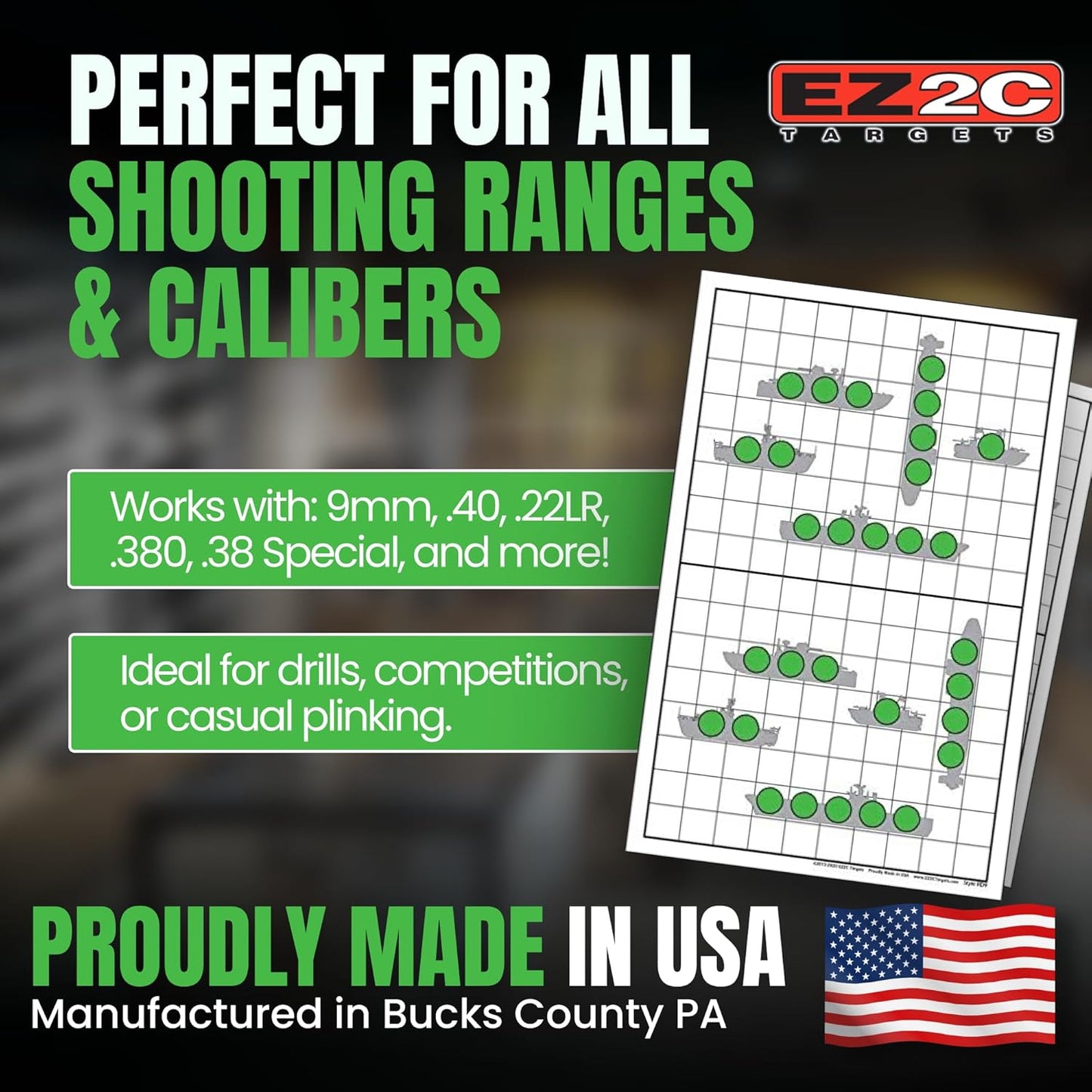 EZ2C Targets 22/RD9: Sink the Boats 11"x17" USA MADE Fun Paper Target