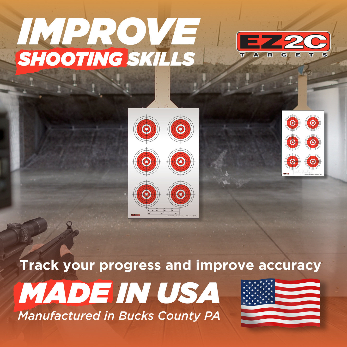 EZ2C Targets #24: Six Bullseye 11"x17" Shooting Paper Target USA MADE