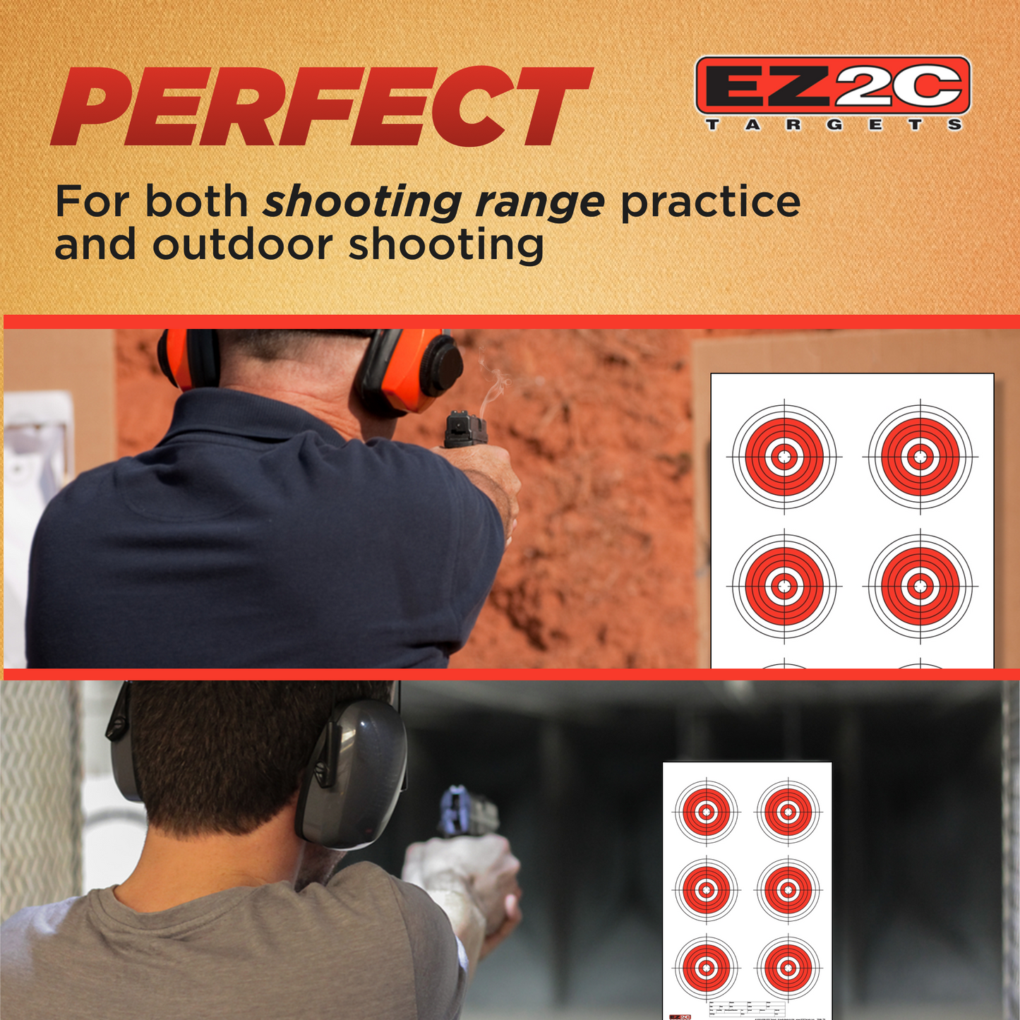 EZ2C Targets #24: Six Bullseye 11"x17" Shooting Paper Target USA MADE
