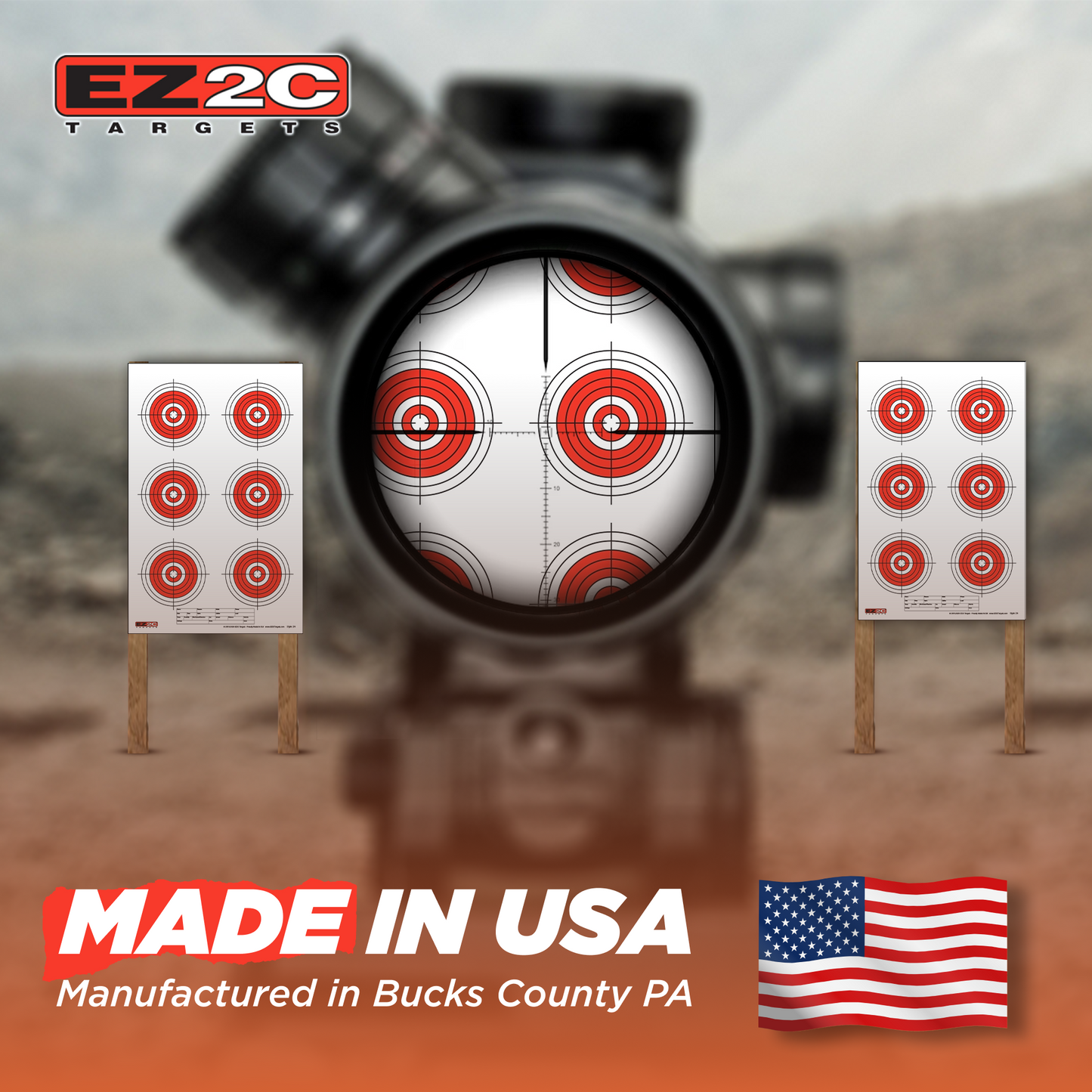 EZ2C Targets #24: Six Bullseye 11"x17" Shooting Paper Target USA MADE