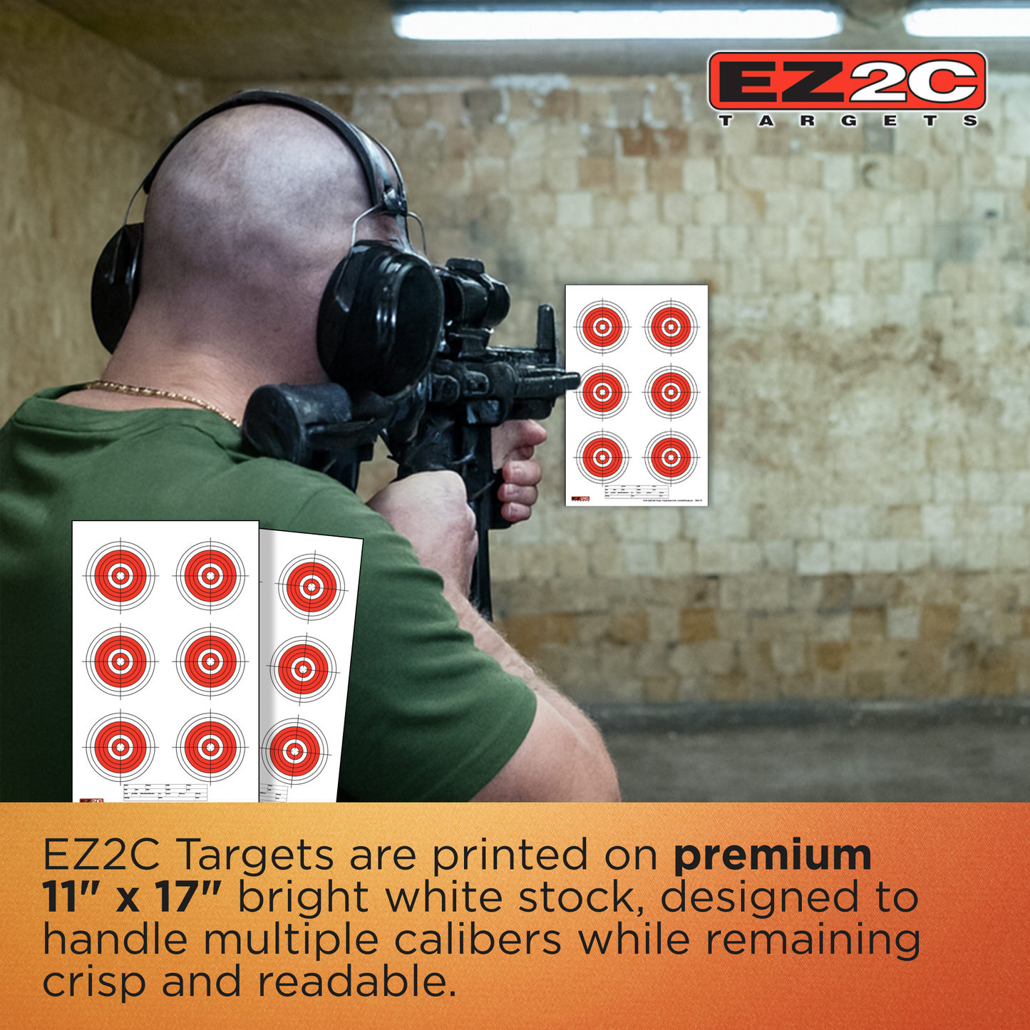 EZ2C Targets #24: Six Bullseye 11"x17" Shooting Paper Target USA MADE
