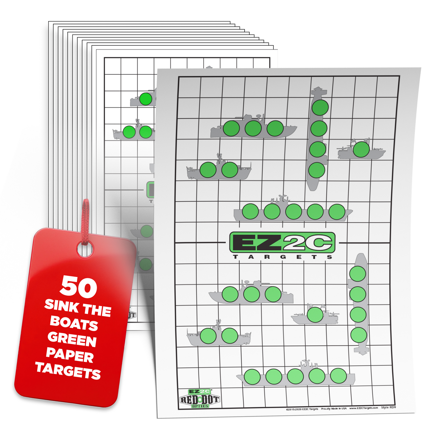 EZ2C Targets 22/RD9: Sink the Boats 11"x17" USA MADE Fun Paper Target