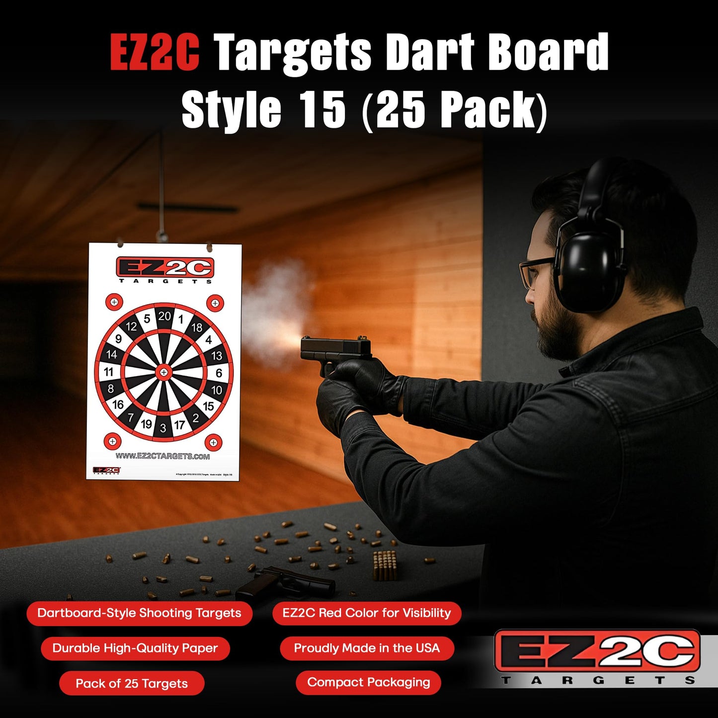 EZ2C Four Fun Game Styles: Paper Targets Shooting Range 11"x17" USA MADE