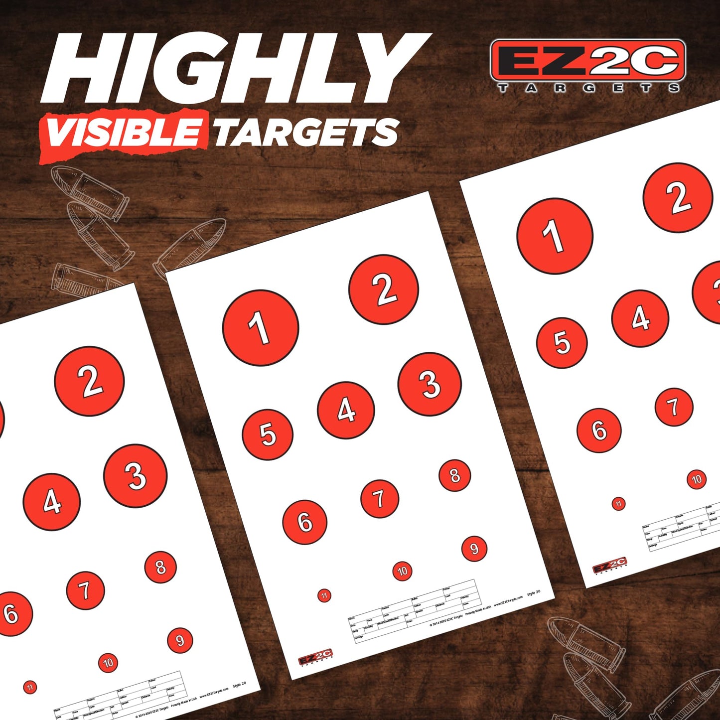 EZ2C Four Fun Game Styles: Paper Targets Shooting Range 11"x17" USA MADE