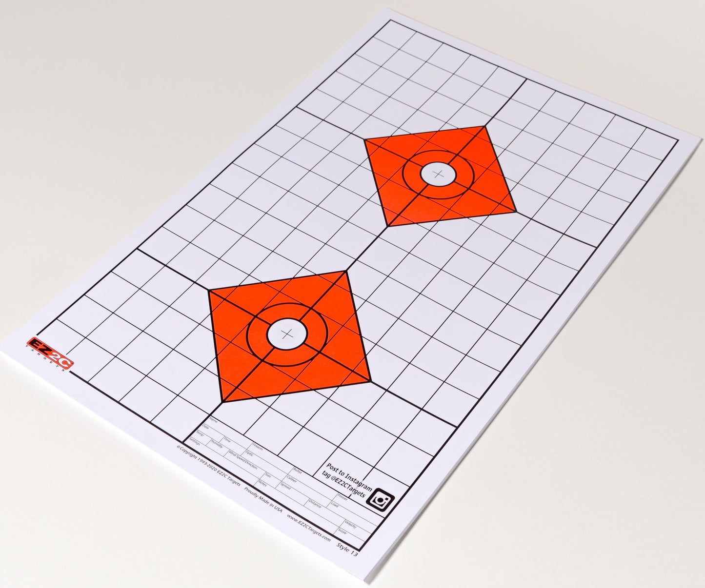 EZ2C Targets #13: Shooting Range Paper Target w 1" Grids 11"x17” USA MADE
