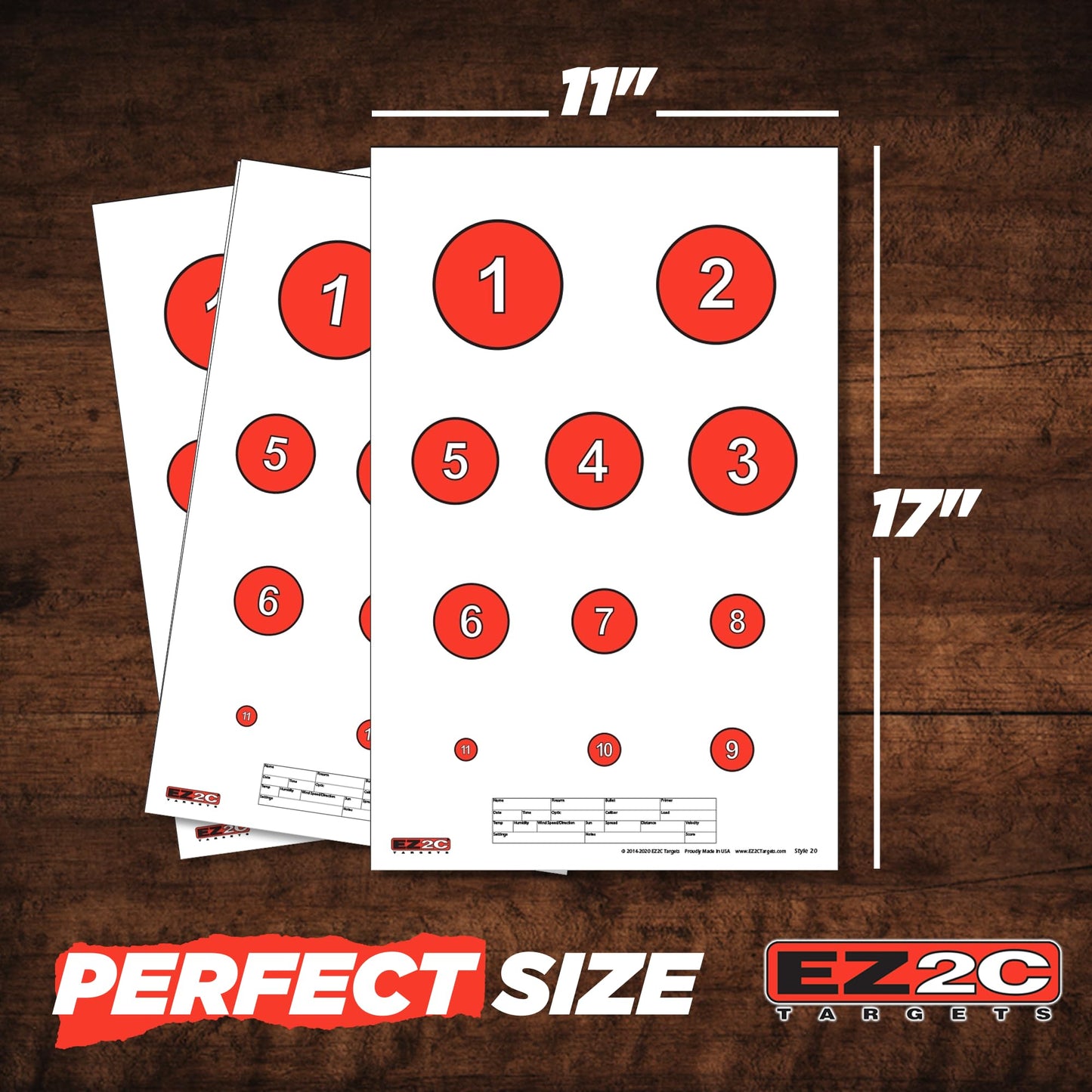 40 EZ2C Targets: Four Fun Game Styles Paper Targets 11"x17" USA MADE